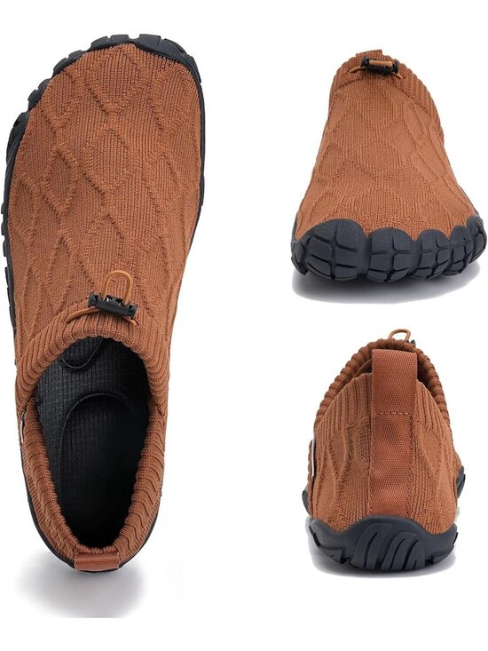 ?Men\'s Brown Knit Pull on Comfortable Elastic Adjustable Non Slip Shoes main image 5